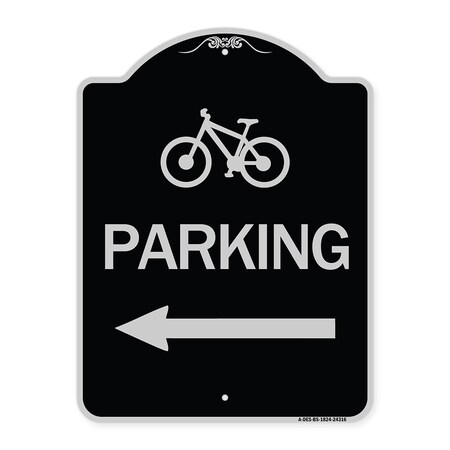 Signmission Bicycle Symbol Parking Left Arrow Heavy-Gauge Aluminum Architectural Sign, 24" x 18", BS-1824-24316 A-DES-BS-1824-24316